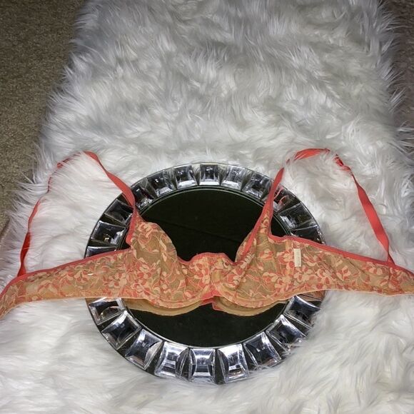 DKNY Peach & Coral Unlined Lace Bra 34B - Picture 5 of 7